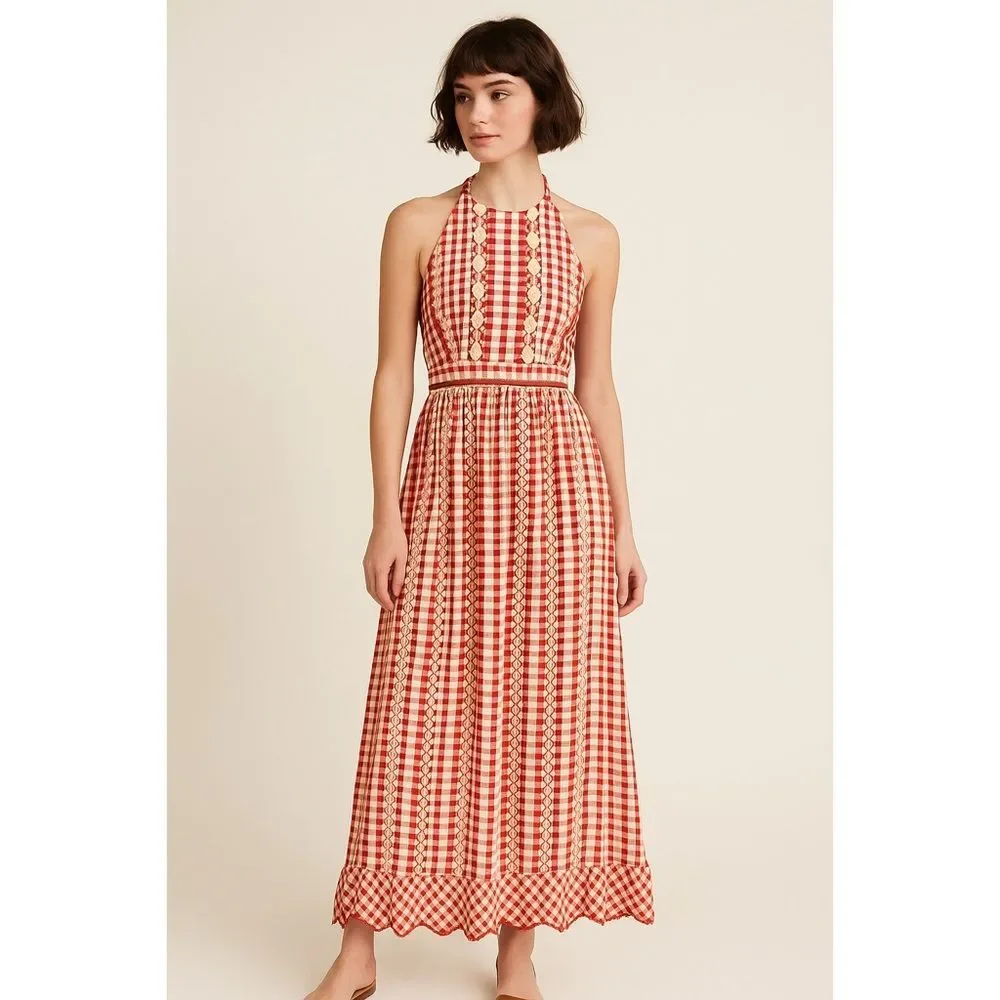 red gingham halter dress Trendy, Chic Women's Clothing Boutique Fore Collection White/Red Halter Striped Mini Dress for Women, Polyester, Size L Lane 201